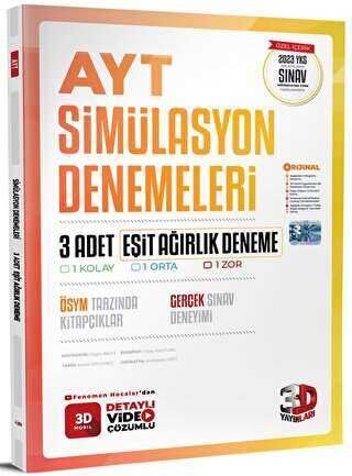 3D Yayınları AYT Eşit Ağırlık 3`lü Simülasyon Deneme
